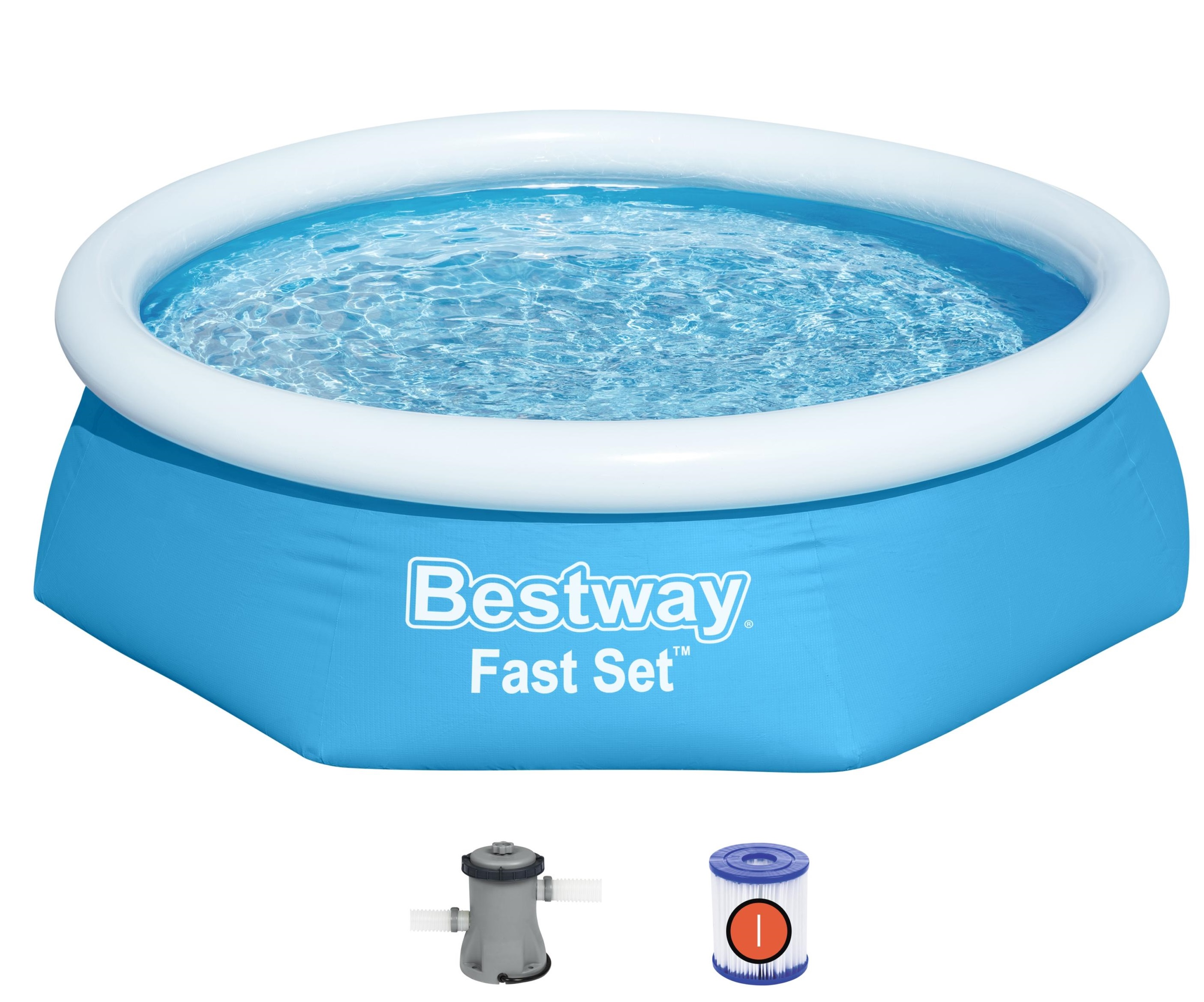 Se Bestway Fast Set Pool sæt 244 x 61 cm m/filter pumpe hos MM Action