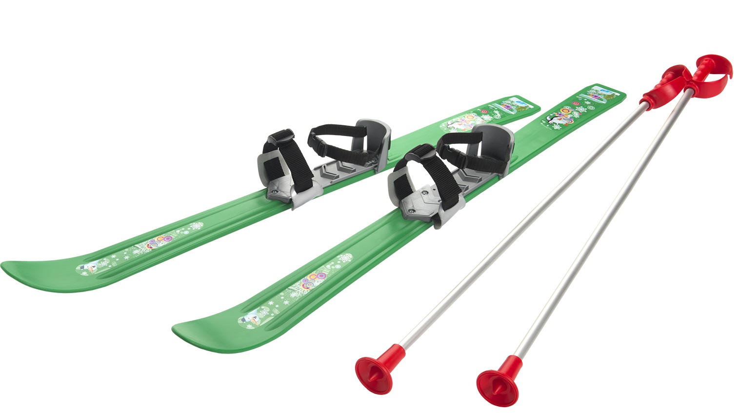 Billede af Ski til Børn 90 cm med skistave, Grøn