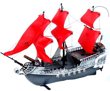 MegaLeg Pirat skib, Sort 48cm