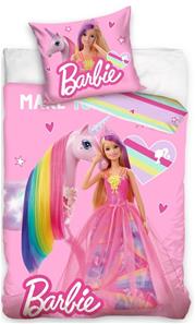 Barbie med unicorn Sengetøj 140x200 cm - 100 procent bomuld