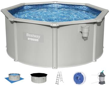 Bestway Hydrium 305 x 122 cm stål pool m/sandfilter, Skimmer (2025 model)