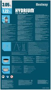 Bestway Hydrium 305 x 122 cm stål pool m/sandfilter, Skimmer (2025 model)-7