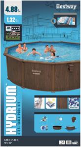 Bestway Hydrium 488 x 132 cm stål pool m/sandfilter, Skimmer mv-7