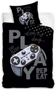 Gamer Sengetøj ''Play Repeat'' 140 x 200 cm - 100 procent bomuld