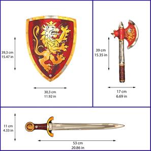 Noble Knight Skum Sværd + Skjold + Økse, Rød-4