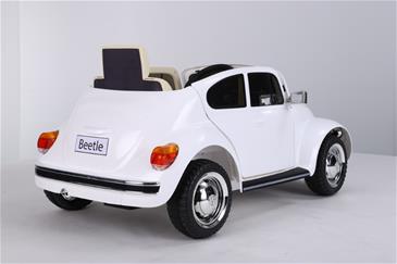 VW Beetle elbil til børn 12v m/Gummihjul + 2.4G + Lædersæde, Hvid-8